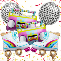 6pcs Roller Skate Sound 4D Disco Balloons for 70's & 80's Disco Theme