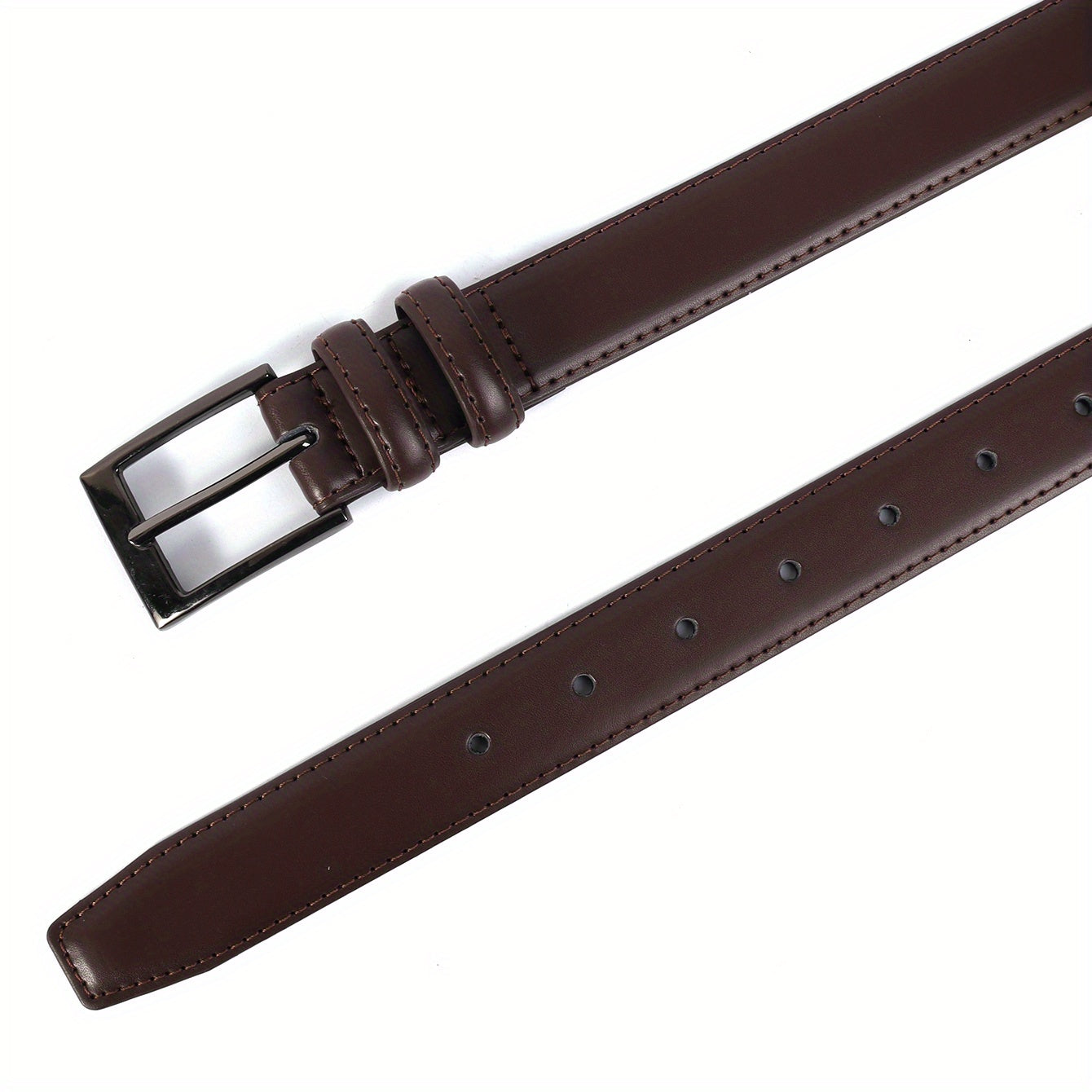 Coffee Leather Men's Belt Single Pin Buckle