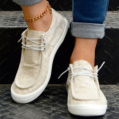 Women's Lace Up Canvas Shoes Comfortable Slip On Loafers Casual Low Top Sneakers