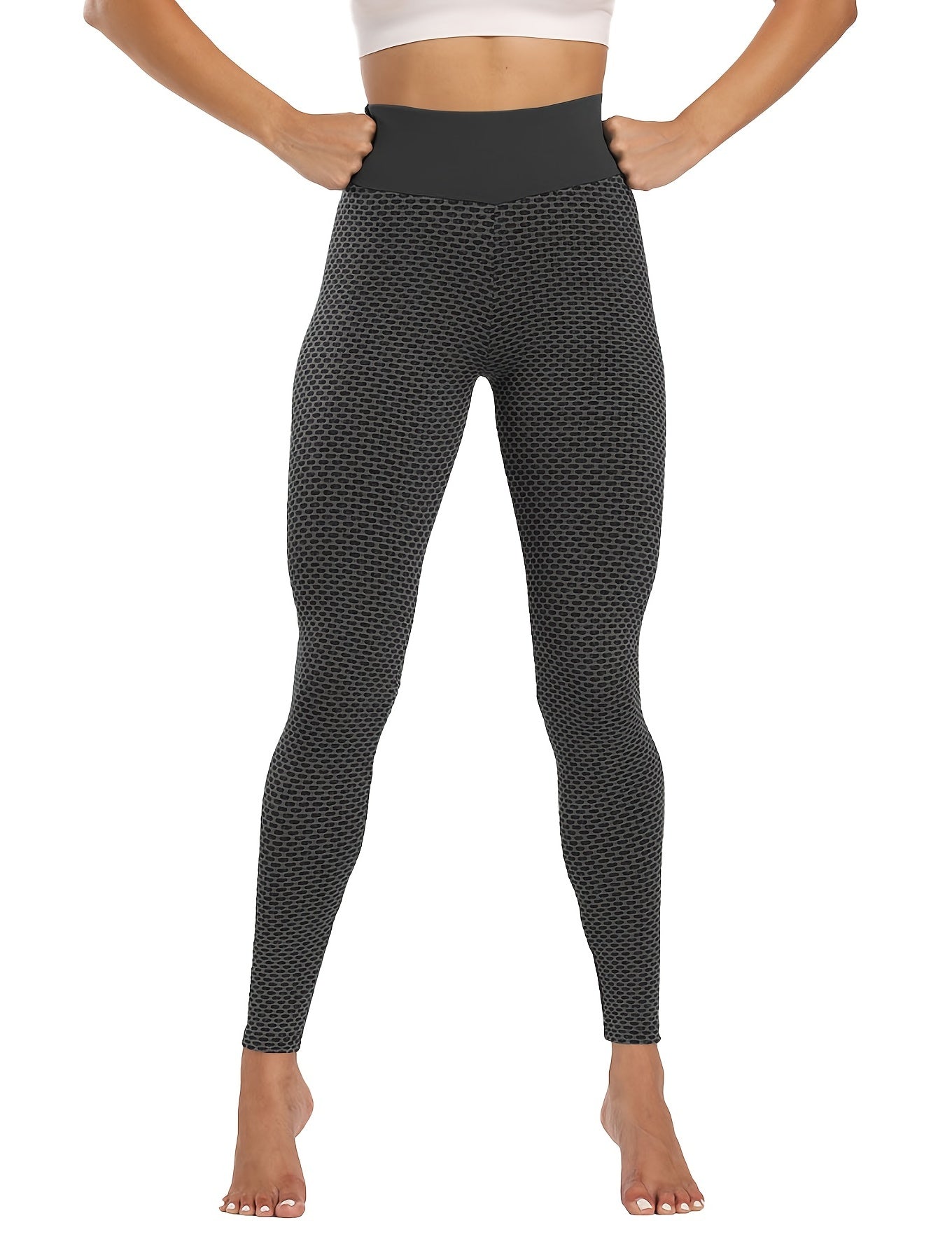 High Waist Plaid Print Leggings Casual Denim Leggings