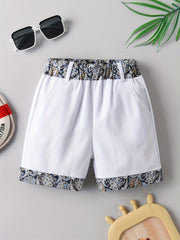 Boys Retro Flower Pattern Shorts Soft Comfortable Breathable For Summer Kids