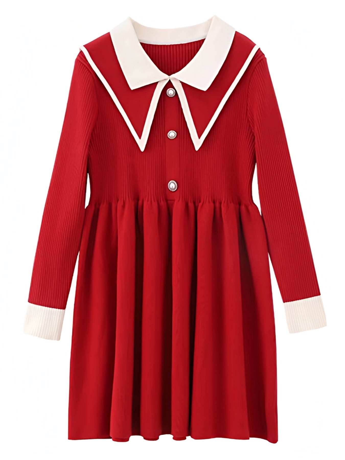 Girls Ribbed Knit Dress for Chinese Year Party
