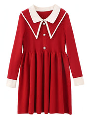 Girls Ribbed Knit Dress for Chinese Year Party