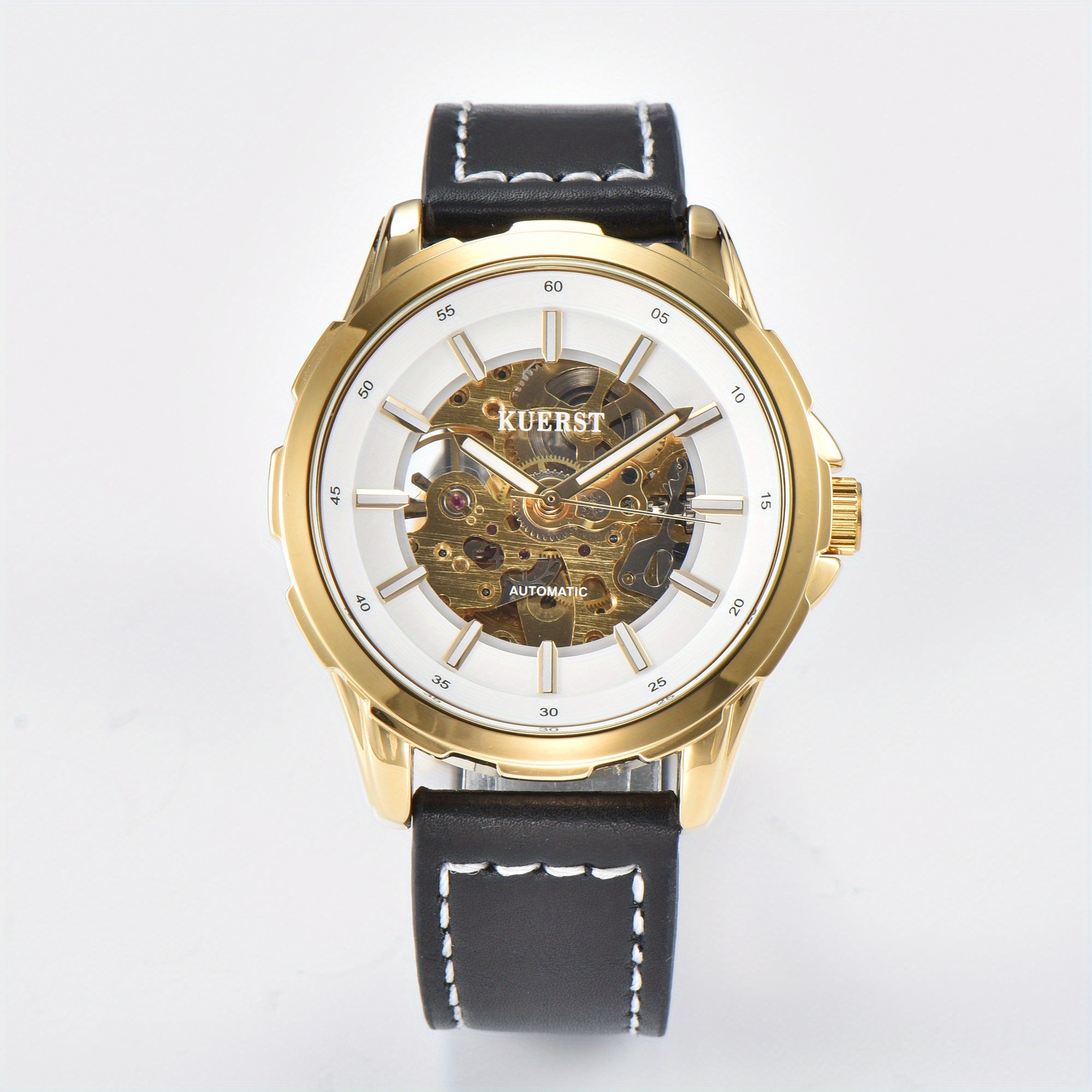 KUERST Teenager's Watch Men's Automatic Mechanical Watch Classic Hollow Luminous