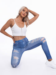 Denim Print High Waist Leggings for Women