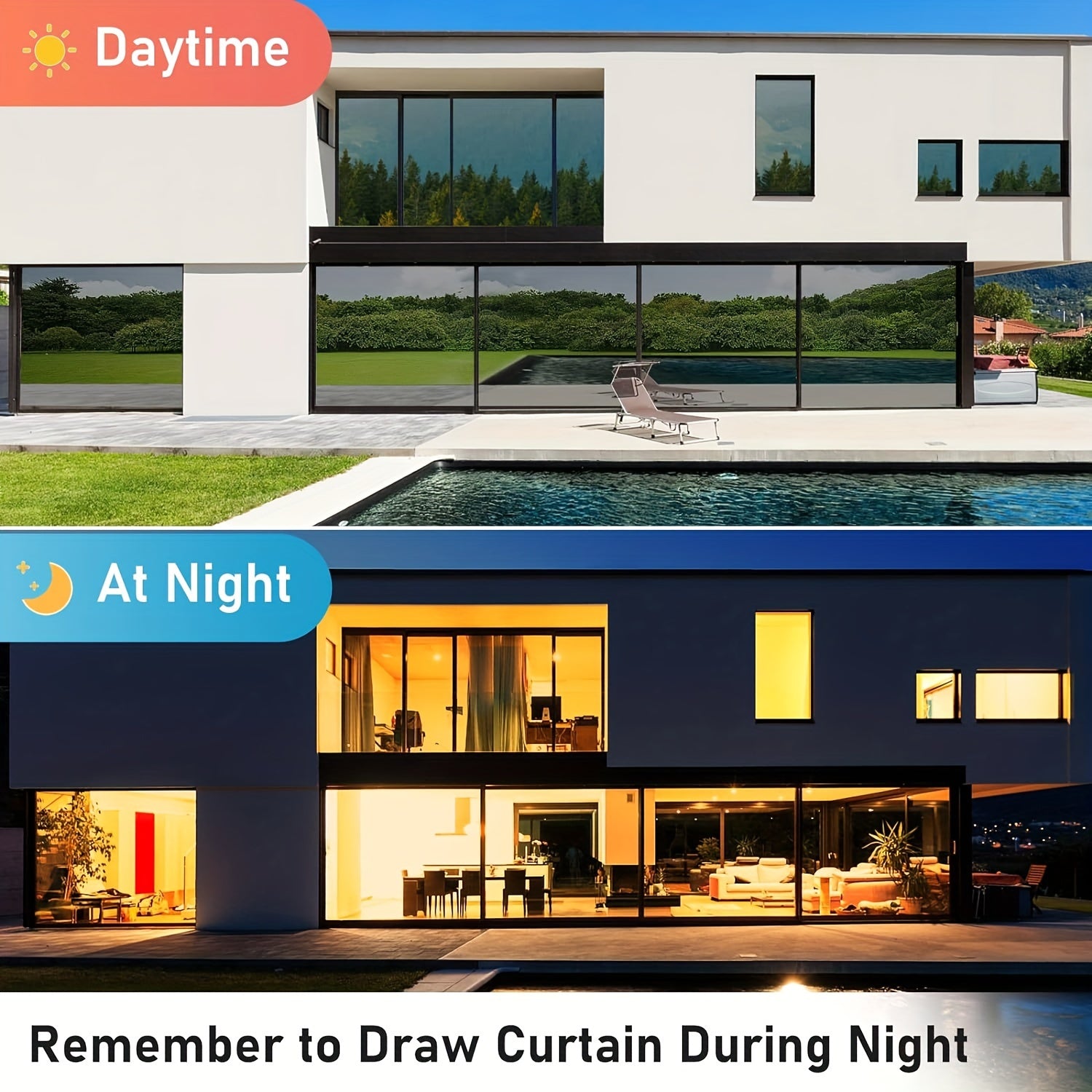Privacy Mirror Window Film Anti UV Static Cling Heat Control Tint