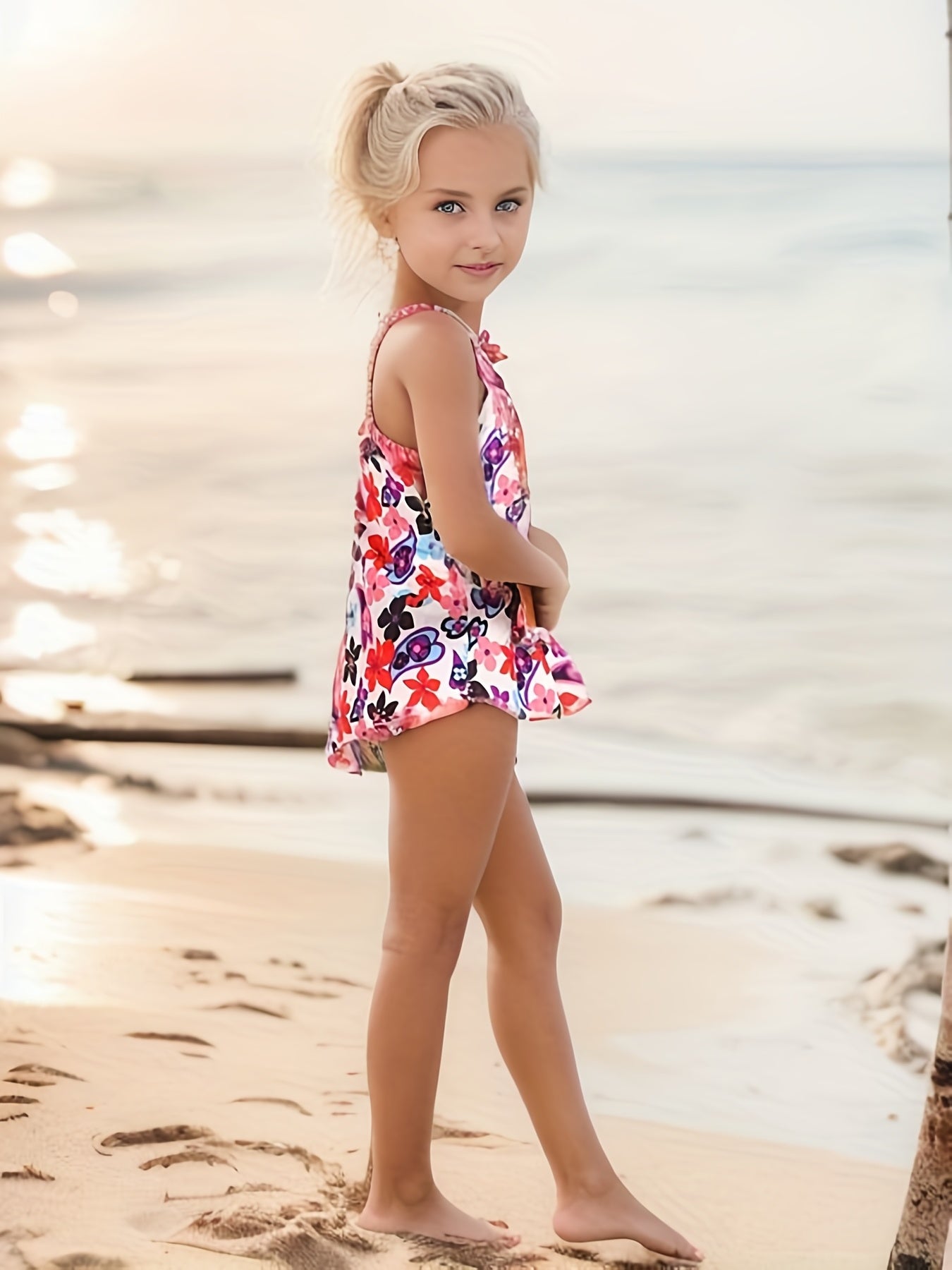 Toddler Girl's Floral One-piece Swimsuit Stretchy Bathing Suit