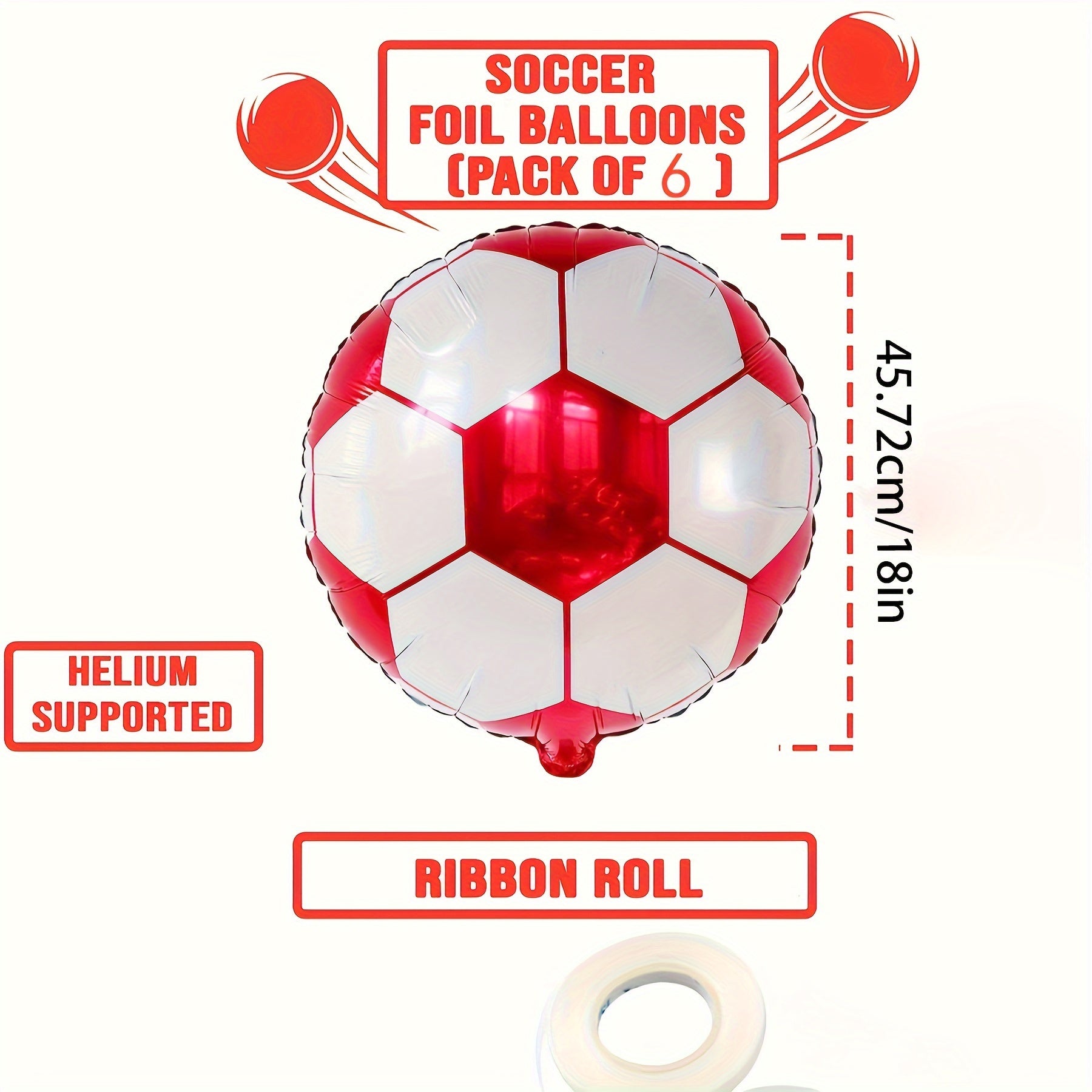 6pcs Football Theme Foil Balloons Birthday Party Sports Games Supplies