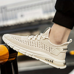 Men's Slip-On Sneakers with Shoelaces Lightweight Breathable Shoes