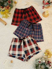 Plaid Sleep Bottoms Christmas Sleep Shorts Women's Sleepwear