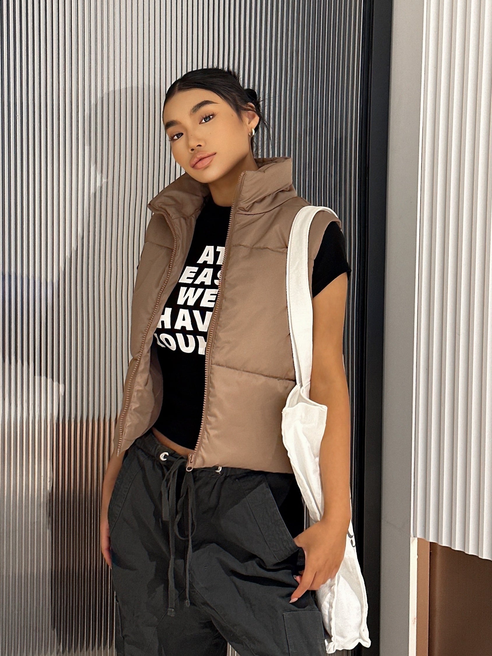 High Neck Zip-Up Vest Sleeveless Outerwear