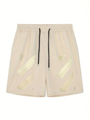 Men's Stripe Comfy Shorts Solid Elastic Waist Drawstring Summer