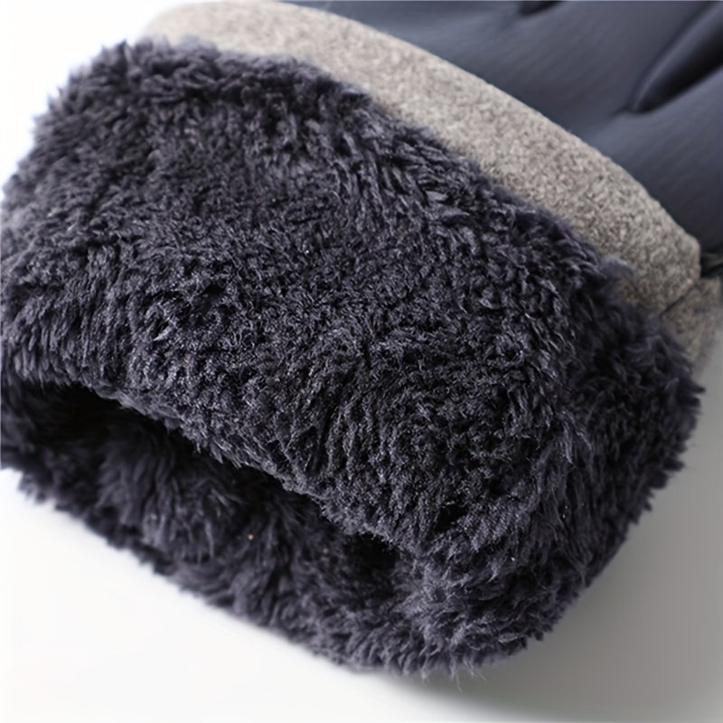 Windproof Waterproof Velvet Thickened Warm Gloves Touch Screen