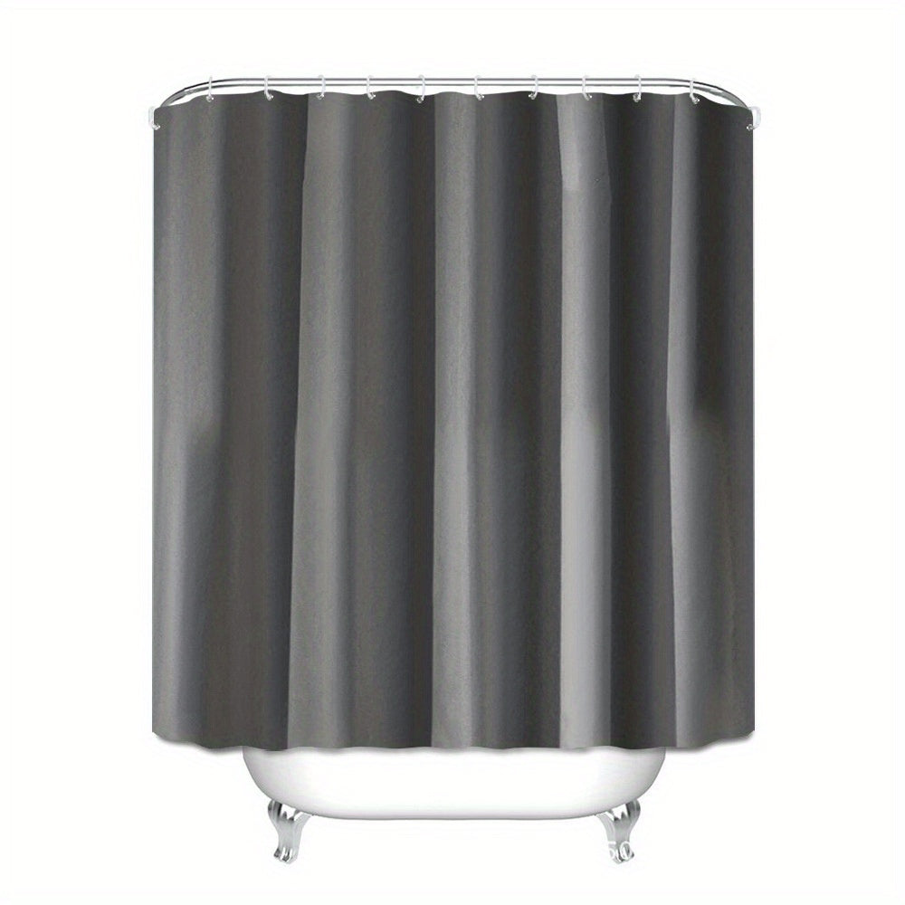 Waterproof Shower Curtain Plain Solid Fabric with 12 Hooks