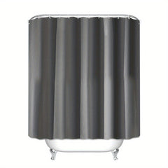 Waterproof Shower Curtain Plain Solid Fabric with 12 Hooks