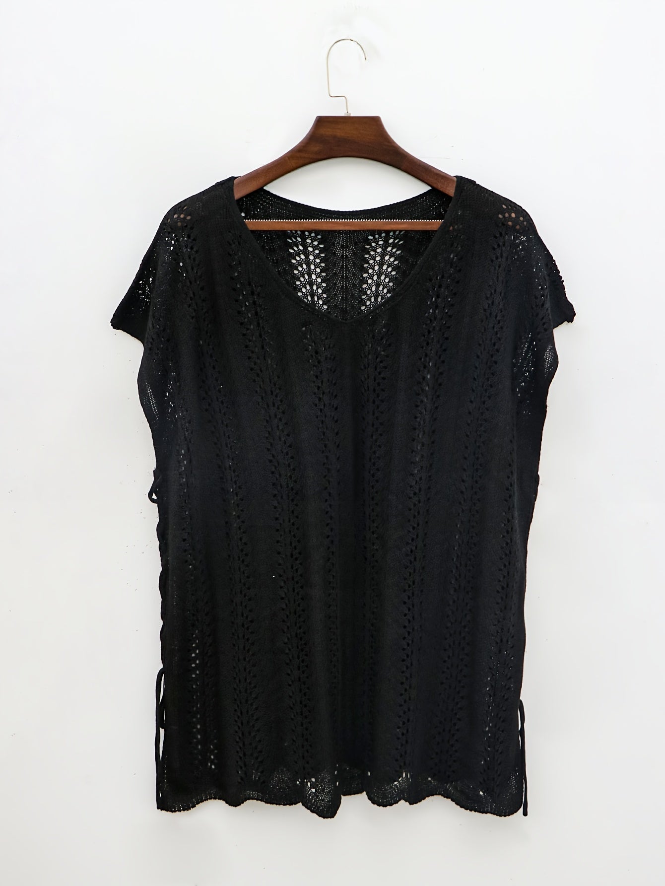 Sheer Cover Up Embroidered Drawstring Dress