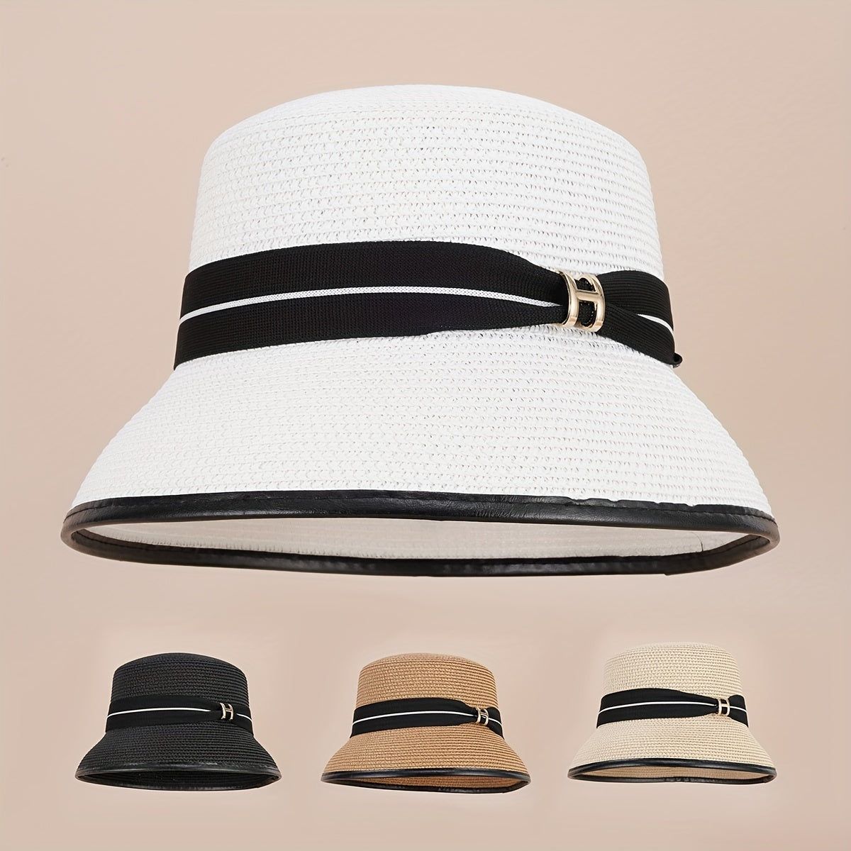 Flat Top Straw Hat Short Brim Hat Summer Hat Small Top Hat Sunshade Sun Hat