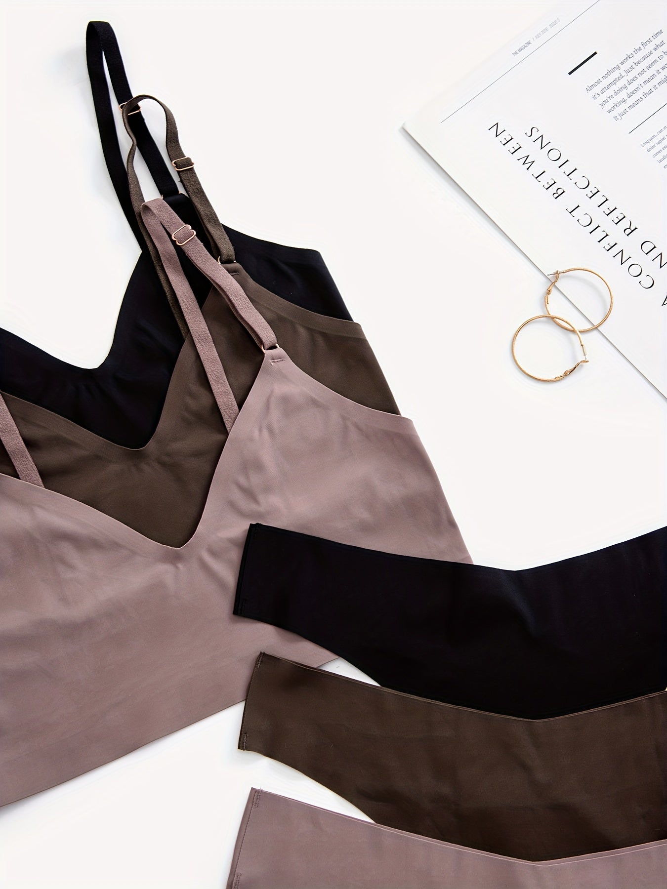 Seamless Bra & Panties Set Wireless Bra & Thong Lingerie Women's Underwear