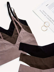 Seamless Bra & Panties Set Wireless Bra & Thong Lingerie Women's Underwear