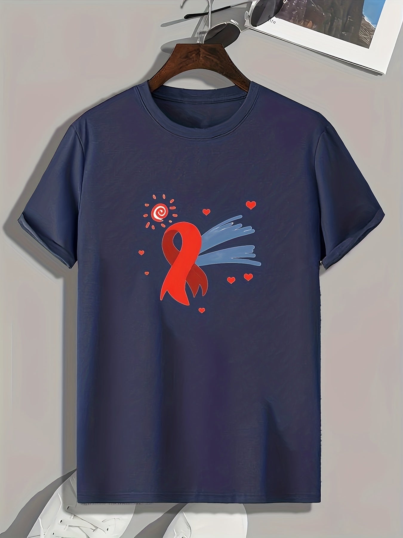 Ribbon Pattern Print Men's Comfy Sports T shirt