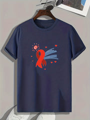 Ribbon Pattern Print Men's Comfy Sports T shirt