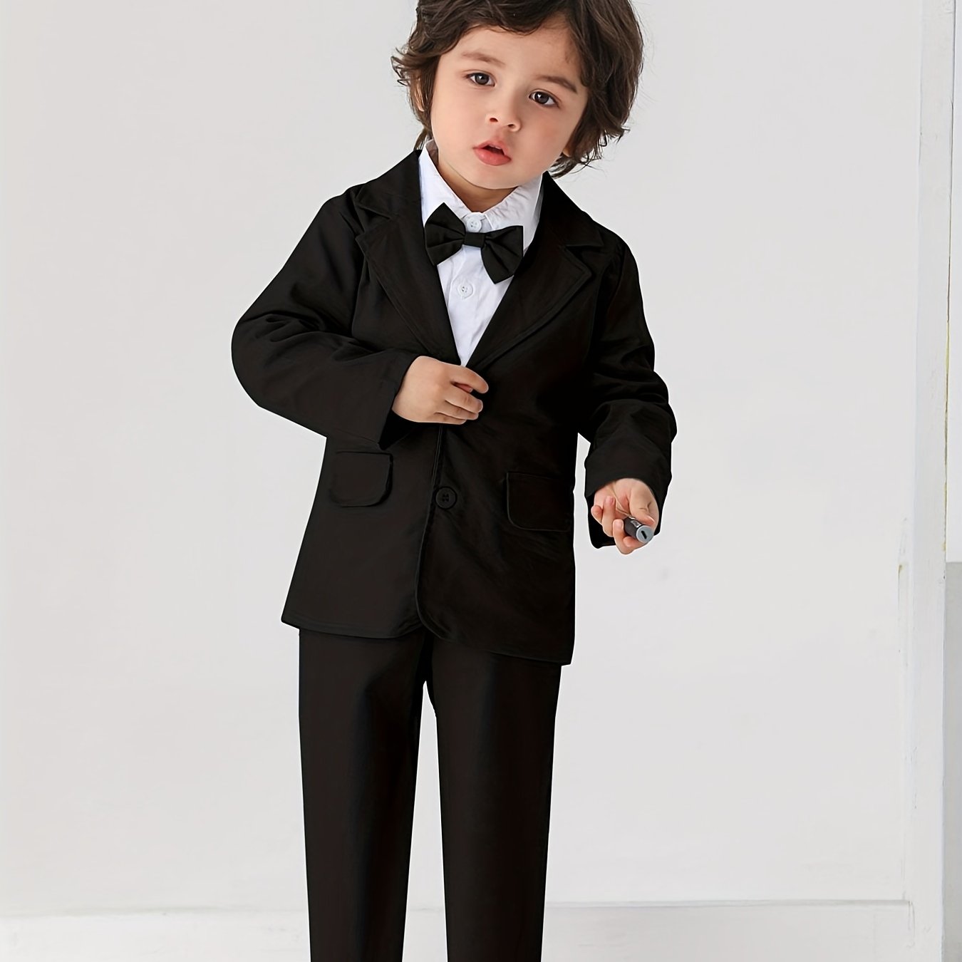 Boys Blazer Pants Suit with Bowknot for Wedding Birthday Party
