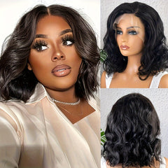 Short Body Wavy Human Hair Wig 150% Density 13x4 HD Lace Front Bob Wig