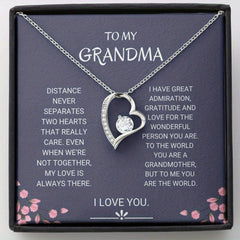 Grandmother Gift Necklace Cubic Zirconia Heart Pendant