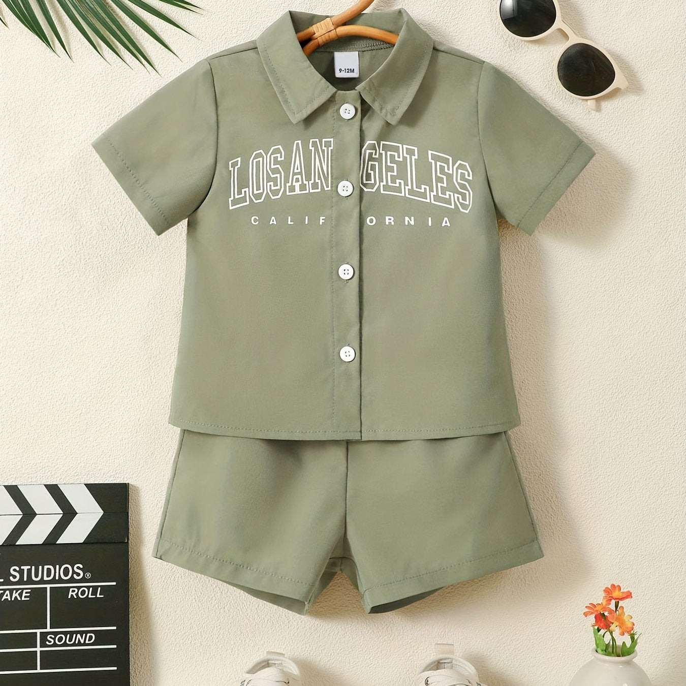 2pcs Baby Boys Los Angeles Shirt & Shorts Set