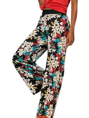 Boho Floral Print High Waist Pants for Women
