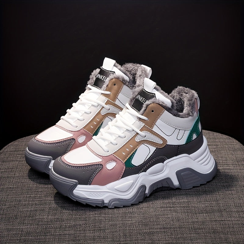 Winter Fleece Lined High Top Platform Sneakers Women's Shoes