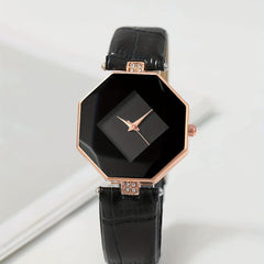 1pc Polygon Quartz Watch & 5pcs Necklace Set