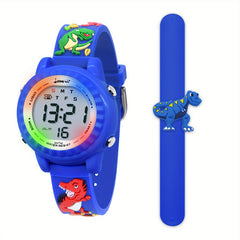 Digital Screen Silicone Watchband Electronic Watch & Clap Ring Set