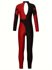 Girls Colorblock Gymnastics Leotard Jumpsuit Romper