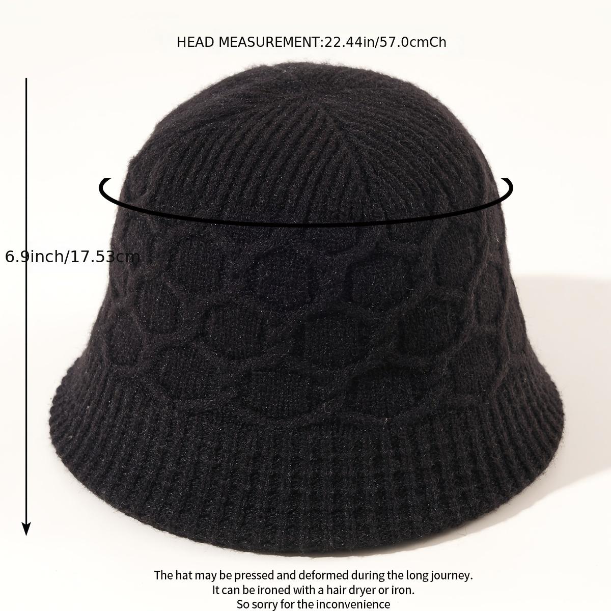 Woolen Knitted Plaid Bucket Hat for Women