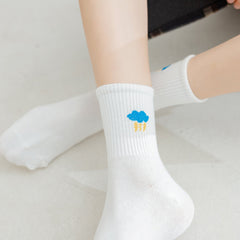 5 Pairs Women's Weather Pattern Ankle Socks Mid Tube Socks