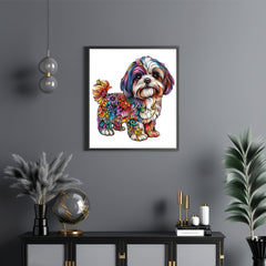 Colorful Shih Tzu Wooden Jigsaw Puzzle Floral Patterns