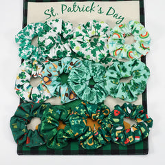 St. Patrick's Shamrock Hair Scrunchies Set