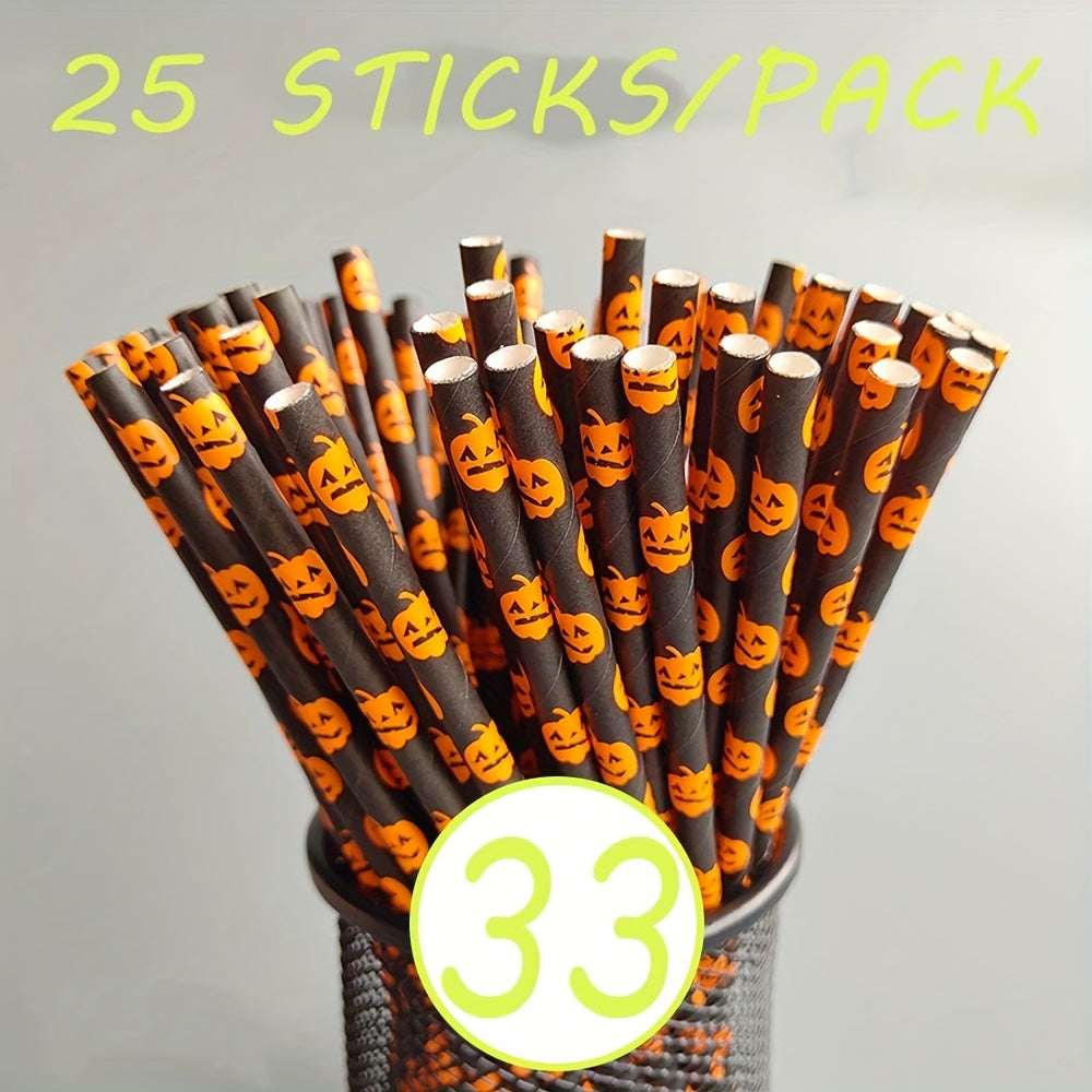 25pcs Halloween Paper Straw Cup Decoration