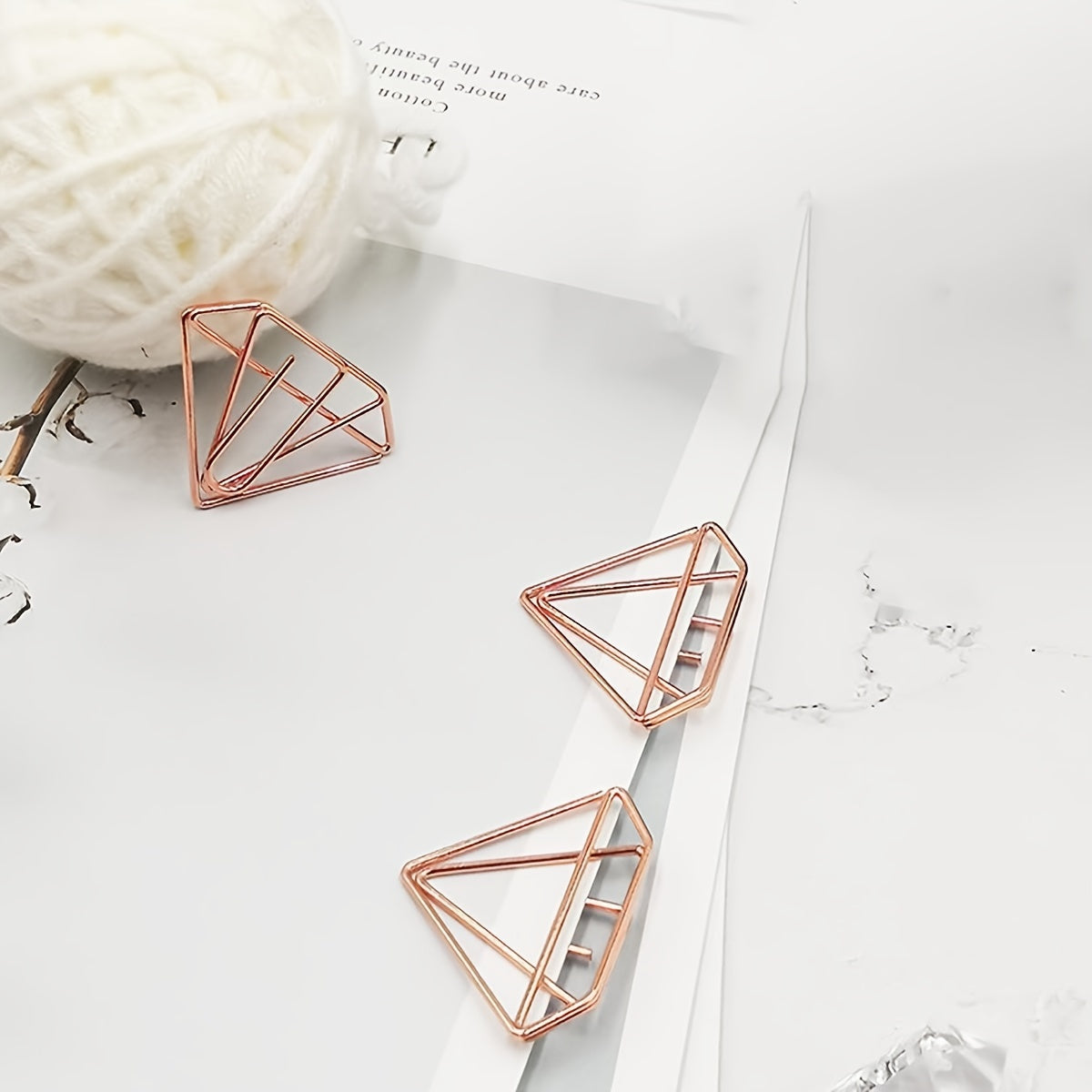 5pcs Rose Golden Diamond Paper Clip Label Clip Student Gift Stationery