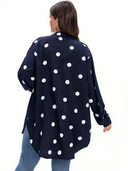 Casual Polka Dot Lantern Sleeve Blouse
