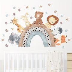 Cartoon Animals Rainbow Wall Sticker for Room Decoration