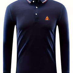 Men's Triangle Print Polo Shirt Long Sleeve