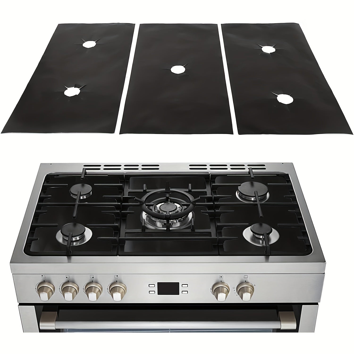 3pcs Gas Stove Burner Covers Reusable Teflon Protector Mat