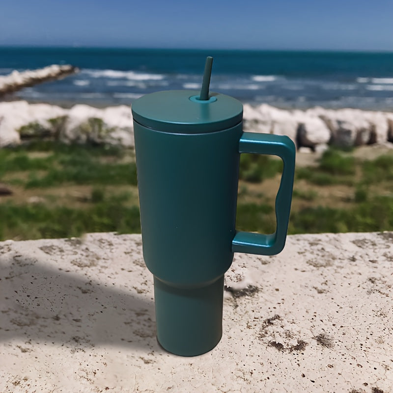 40oz Tumbler with Handle & Straw Lid Insulated Cup Stainless Steel Bottle