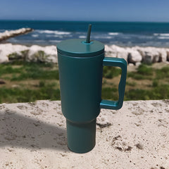 40oz Tumbler with Handle & Straw Lid Insulated Cup Stainless Steel Bottle