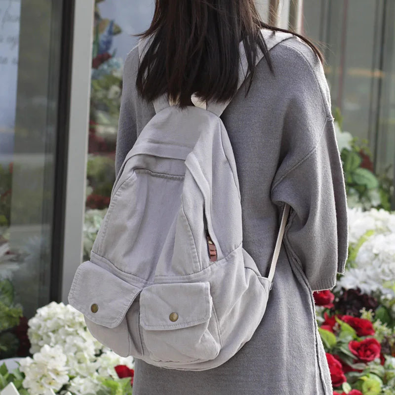 Female Canvas Travel Backpack Schoolbag