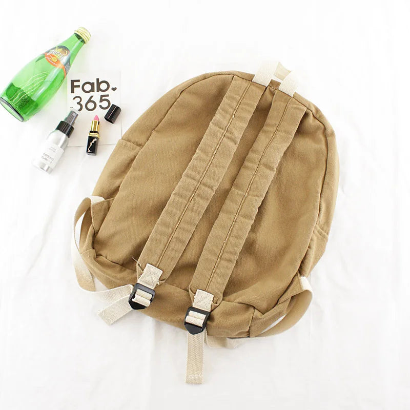 Female Canvas Travel Backpack Schoolbag