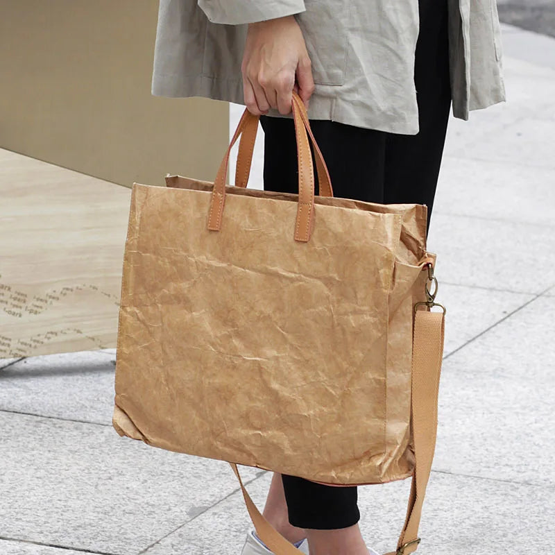 Retro Big Kraftpaper Large Tote Bag for Women