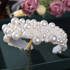Silvery Faux Pearl Hairband Headband Tiara for Women